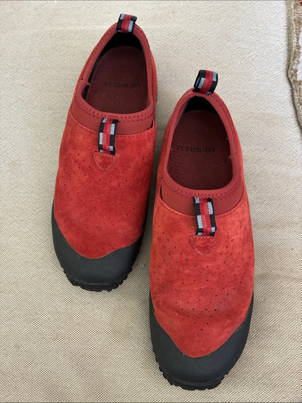 Merrell Kids Red Slip-On Suede Sneakers